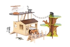 PAPO - Hôpital De La Brousse 3+ Ans - Environnement de Jeu en Bois - Découverte des Animaux Exotiques - Jouet Enfant à Collectionner