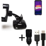 For Ulefone Armor 9 car holder + CHARGER windshiled bracket 