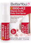 BetterYou Vitamin D3000 + K2 Oral Spray 3000iu Vitamin D+K2 12ml 30 Doses Pack