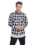 Urban Classics Mens Checked Flanell Flannel Shirt, Blk/Wht, 5XL Plus UK