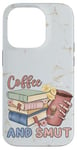 Coque pour iPhone 14 Pro Funny Coffee and Smut Bookworm Librarian Skeleton Retro Cute