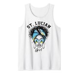 St. Lucian Girl Messy Bun Saint Lucia Flag Independence Tank Top