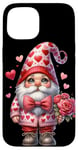 iPhone 15 Heart Gnome Graphic And Valentines Flowers For Her Cute Love Case