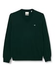 GANT Men's Ctn/Wo V-Neck Sweater, Tartan Green, M