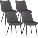 Lot de 4 Chaise de Salle à Manger WOLTU, Chaise de Cuisine, Assise en Velours, Pieds en métal, Gris Foncé