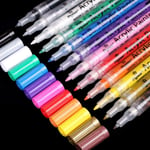 Marqueur acrylique 24 couleurs stylo marqueur de peinture acrylique 0.7mm stylo de peinture acrylique pour revêtement en céramique bois porcelaine tissu verre métal brossé textile pierre-12 couleurs