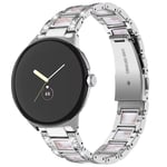 Google Pixel Watch 3 41mm Armband i metall med fina stenar, Silver Pearl