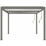 Pergola bioclimatique avec led 'Windsor' en aluminium 3 x 4 - Taupe