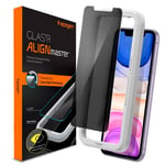 iPhone 11 Spigen Alignmaster Glas.tR Skjermbeskytter - Privacy - Case Friendly - Genomskinlig