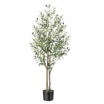 Alupssuc Olivier Artificiel 120cm en Pot Fausse Plante Verte Décoration Plantes Artificielles pour Intérieur Extérieur Maison Chambre Salon Balcon Cour Jardin