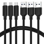 SABRENT USB C Charger Cable, 3Pack [0.90M/3FT] USB 3.0 Type-C to A Cord 5V-3A, Compatible with Galaxy, Note, Sony Xperia, Xiaomi, Switch, PS5 (CB- C3X3)