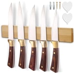 Magnetic Knife Strip - Magnetic Knife Holder with Extra Strong Magnet, Magnetic Strip Knife Block Made of Bamboo, 40 x 6 x 2 cm, Magnetic Kitchen Knife Holder Wood for Utensils and Tools