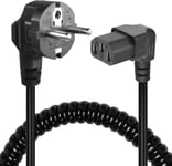 Câble d'alimentation CEE 7/7 vers C13,Cable Alimentation ecran pc,3 Pin AC Cordon électrique Secteur Câble Spiralé pour moniteurs, PC, imprimante, Scanner (Down Angle C13).[G1764]