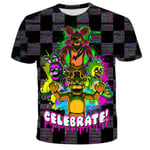 Barn 3D Fem Nätter hos Freddy Casual Kortärmad T-shirt Topp Jul Halloween Present B 130cm