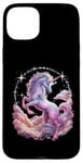 Coque pour iPhone 15 Plus licorne imaginative avec des étoiles