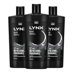 Lynx Mens Black Shower Gel with Frozen Pear & Cedarwood HD Fragrance 700ml, 3 Pack - One Size