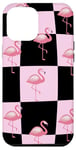 Coque pour iPhone 14 Pro Max Cute Pink Flamingo Checker Pink and Black Checkered Flamingo