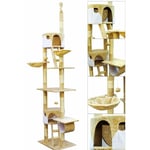 Helloshop26 - Arbre à chat plafond corde en sisal griffoir grattoir xxl escalade beige et blanc