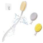 Ensemble de Brosses de Bain 3 en 1, Brosse de Bain, Brosse de Douche Pliable, Brosse à Dos Amovible, Brosse Arrière à Manche Long, Brosse Dos Douche, pour Douche Exfoliante, Réduire la Cellulite