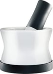 EZ-Grip Silicone & Ceramic Pestle and Mortar Set with Non-Slip Detachable Silicone Base - Dishwasher Safe Mortar and Pestle by Cooler Kitchen (White and Black)