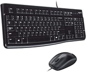 Logitech MK120 Wired Keyboard and Mouse Combo for Windows, QWERTY Italian Layout - Black