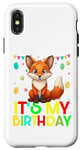 Coque pour iPhone X/XS It's my birthday a fox stamping party for girls