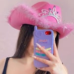 Pink Anti-sunburn Feather Plastic Crown Girl Cap Cowboy Hat Cowgirl Hat Stetson