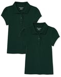 The Children's Place Girls' Short Sleeve Ruffle Pique Polo Multipack Shirt, Spruce Green 2-Pack, X-S (Pack of 2)