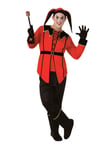 Court Jester XL Fancy Dress Costume - Top, Trousers c/w Boot Covers, Belt & Hat