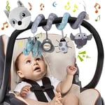 Funsland Jouets pour Poussettes, Jouet en Peluche Spirale D'activité Bébé avec Musique, Jouet Eveil Bebe, Jouets Berceau Landau pour Garçons et Filles, Jouet Bebe Naissance Cadeaux 3 6 12 Mois, Gris