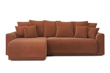 BAÏTA 4 Seater Reversible Corner Sofa Bed with Storage Box Corduroy, Terracotta, Dimensions canapé : 255 x 146 x 82 cm