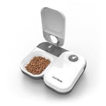 Cat Mate C200 Mangeoire Automatique Pour 2 Repas Avec Minuterie et Sac De Glace, à Utiliser Avec Des Aliments Secs et Humides - Blanc