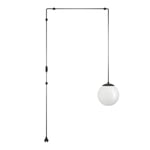 Eglo Hanging lamp Rondo 3, lamp Holder with Cable and Plug, Pendant lamp Above Dining Table, Dining Room lamp Made of Black Metal and White Glass, E27 Socket