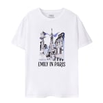 Emily In Paris Dam/Damer Skissartad Stadssilhuett Kortärmad T-shirt White M