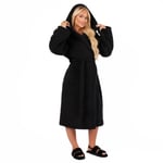 Teddy Fleece Long Dressing Gown Warm House Coat Hooded