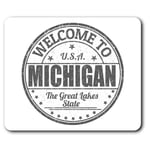 Rectangle Mouse Mat BW - Michigan USA The Great Lakes Stamp  #40343