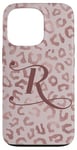 Coque pour iPhone 13 Pro Letter R Initial Leopard Rose Pink Cheetah Monogram