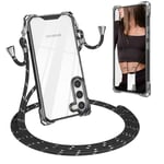 ZCDAYE Crossbody Case for Samsung Galaxy S23, Clear Samsung Galaxy S23 Phone Case with Lanyard, Adjustable Neck Rope Shoulder Strap TPU Shockproof Cover for Samsung S23 6.1 inch - Black