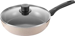 BALLARINI Ledro Sauteuse avec Couvercle, 28 cm, Aluminium, Compatible Induction, Revêtement antiadhésif en céramique, Thermopoint, Fabriquée en Italie, Sable