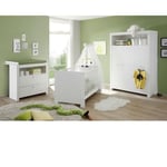 Olivia Chambre Bébé Complete : Lit 70x140 cm + Armoire + Commode - Blanc