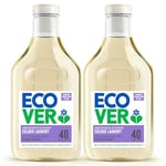 Ecover Concentrated Bio, Laundry Detergent, Colour Laundry Washing Liquid, Apple Blossom & Freesia, 2x Pack of 40 Washes, 2x 1.43L