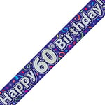 OakTree Ltd Happy 60E Anniversaire Bannière, Foil, Bleu Marine, 270 x 12 x 0.1 cm