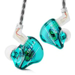 KBEAR Storm Écouteurs intra-auriculaires filaires pour chanteurs, musiciens sur scène, studio, église, basse, IEM, moniteur haute résolution, câble plaqué argent OFC détachable (vert, sans micro)