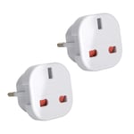 Tec Uk - 2 X Uk To Eu Europe European Travel Adapter Suitable For France, Spain,