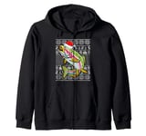 Ugly Xmas Lighting Santa Hat Rainbow Trout Fish Christmas Zip Hoodie