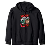 Rockin' Around the Christmas Tree Sloth Funny Festive Zip Hoodie