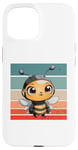 Coque pour iPhone 15 Antennes de casque de dessin animé mignon Bumblebee ailes