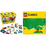 LEGO 10698 Classic Large Creative Brick Storage Box Set & 11023 Classic Green Baseplate, Square 32x32 Stud Building Grass Base, Build and Display Board Set
