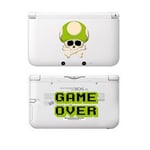 Coque 3DS XL game over geek crane tete de mort vert transparente