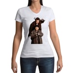 T-Shirt Femme Col V Maman J'ai Rate L'avion Harry & Marv Voleur Comedie Cinema